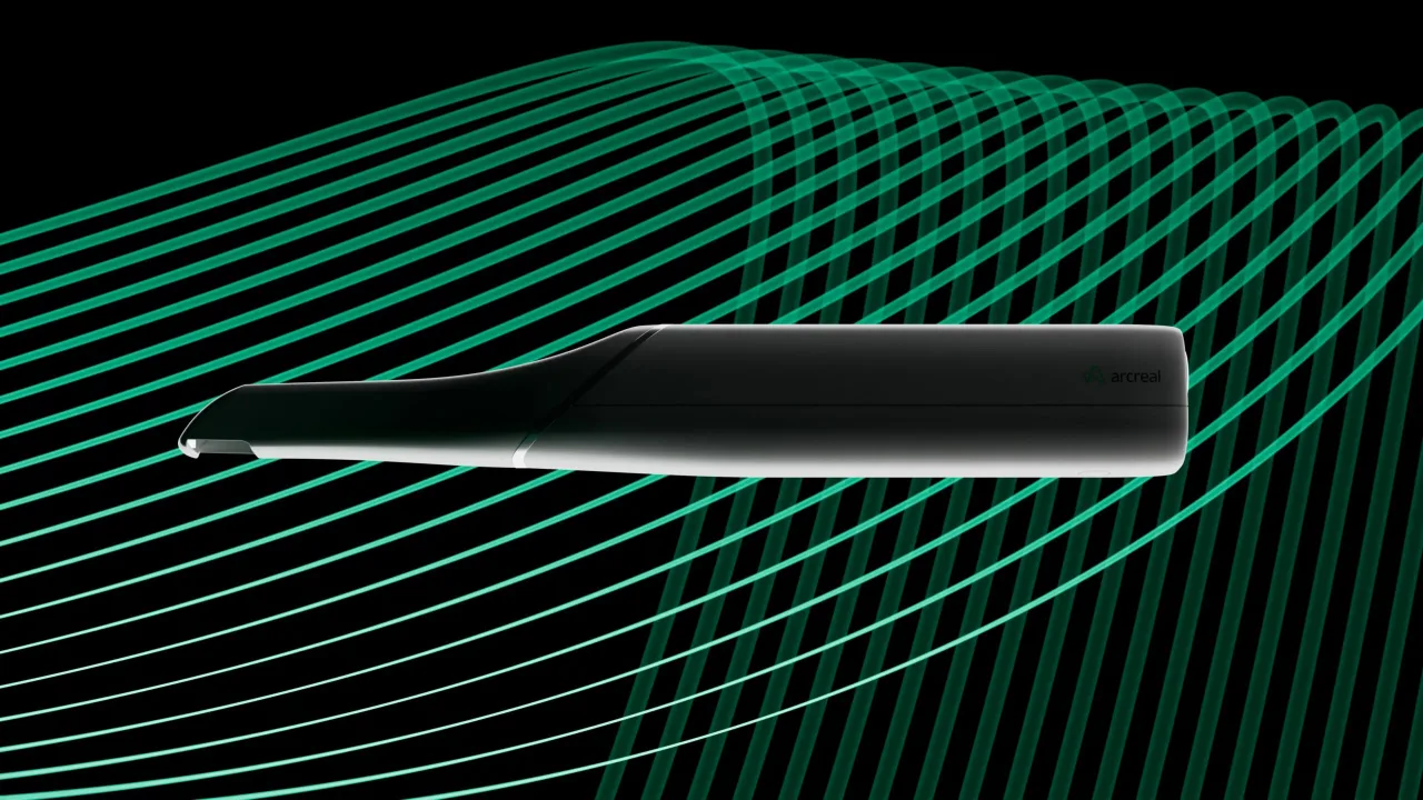 Arcscan scanner on a green wireframe grid, Arcreal motion still
