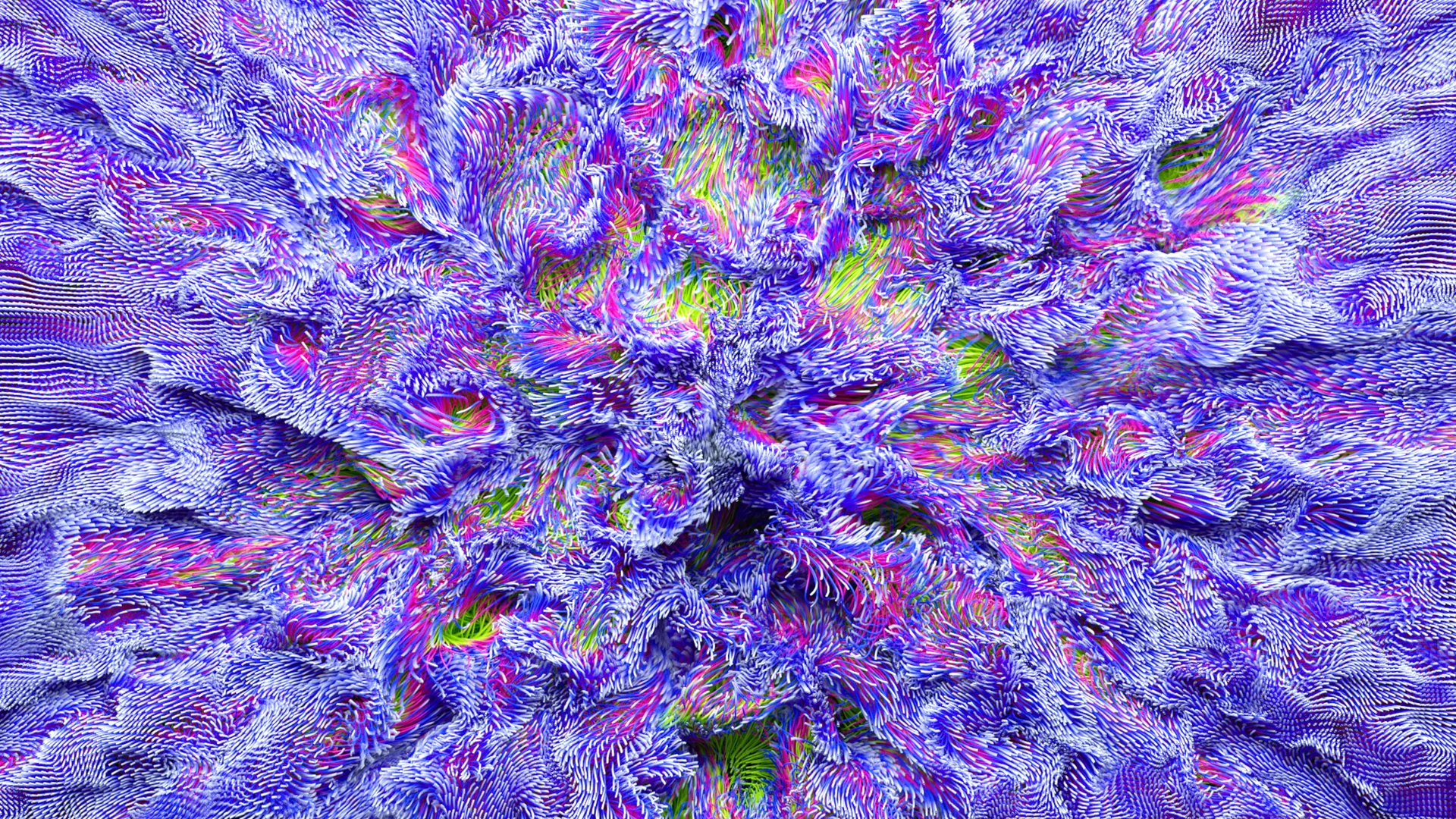 Purple kaleidoscopic fabric burst, Augmented abstract 3D render