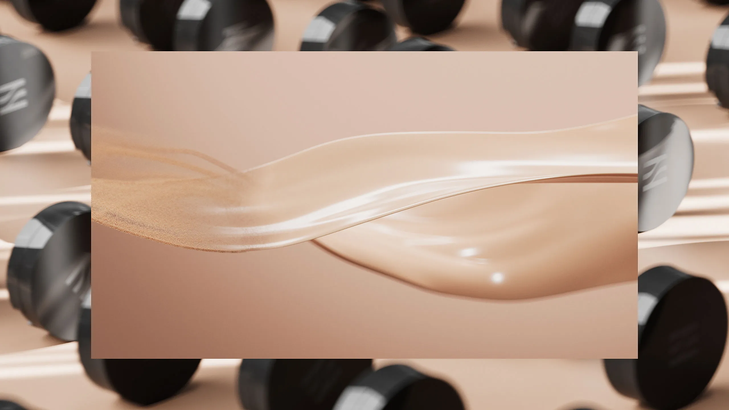 Beige cream swirl texture, Hera foundation close-up render