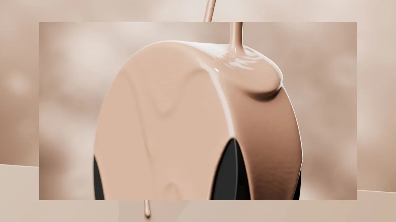 Hera Black Cushion compact with a liquid foundation drip, 3D render
