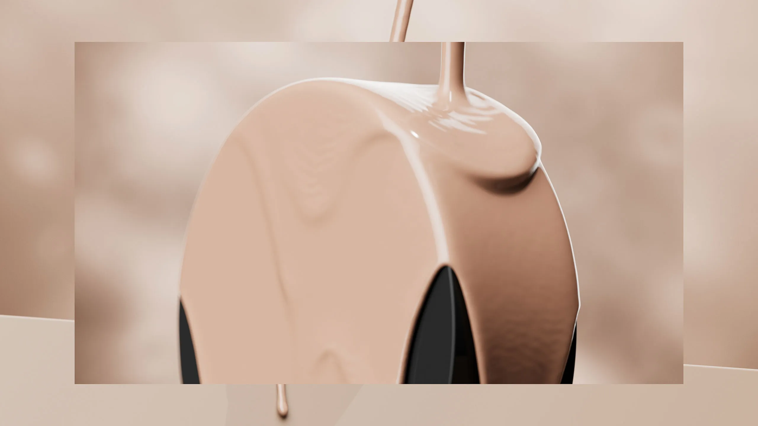 Hera Black Cushion compact with a liquid foundation drip, 3D render
