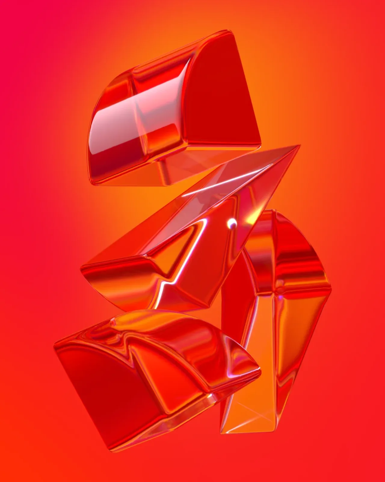 Abstract glass and stone shapes on a bold colour background, Klaytn social visual 3D render