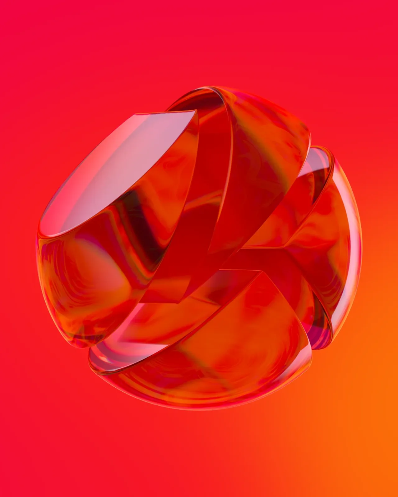 Abstract glass and stone shapes on a bold colour background, Klaytn social visual 3D render